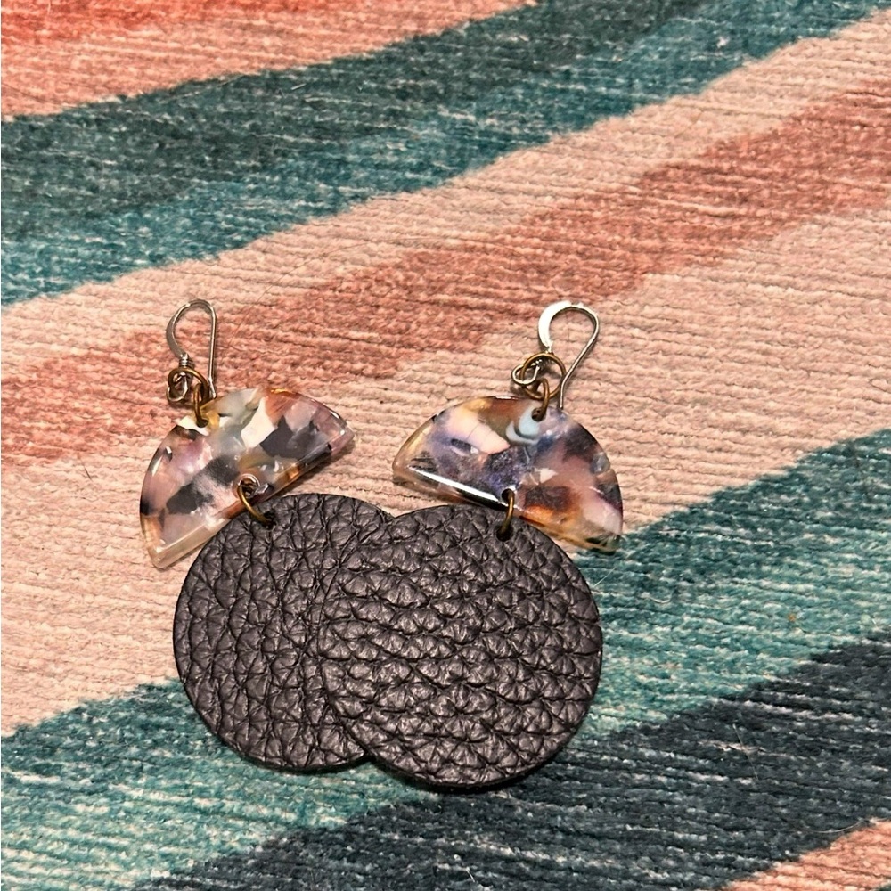 Black and Multicolor Dangle Earrings